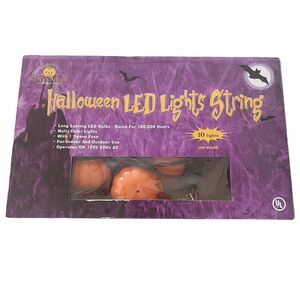 Holidays Are Kurt S Adler Halloween Pumpkins LED Light String 10 Lights NIB